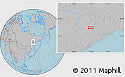 Gray Location Map of the area around 59° 55' 44" N, 137° 46' 30" E, hill shading