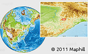 Physical Location Map of the area around 59° 55' 44" N, 137° 46' 30" E
