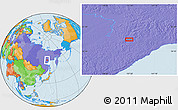 Political Location Map of the area around 59° 55' 44" N, 137° 46' 30" E