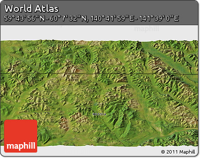 Satellite 3D Map of the Area around 59° 55' 44" N, 141° 10' 30" E