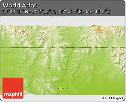 Physical 3D Map of the Area around 59° 55' 44" N, 146° 16' 30" E