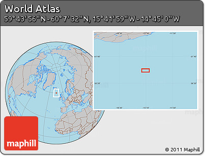 Gray Location Map of the Area around 59° 55' 44" N, 15° 13' 29" W
