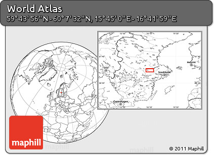 Blank Location Map of the Area around 59° 55' 44" N, 16° 13' 30" E