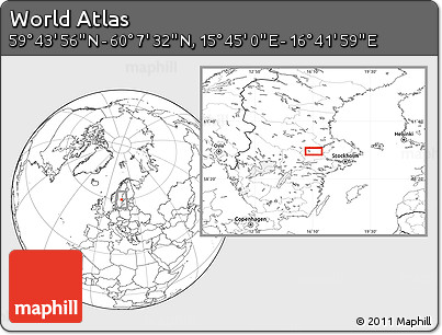 Blank Location Map of the Area around 59° 55' 44" N, 16° 13' 30" E