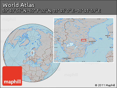 Gray Location Map of the Area around 59° 55' 44" N, 16° 13' 30" E, hill shading