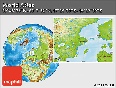 Physical Location Map of the Area around 59° 55' 44" N, 17° 55' 29" E