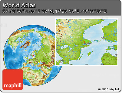 Physical Location Map of the Area around 59° 55' 44" N, 17° 55' 29" E
