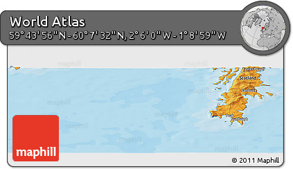 Political Panoramic Map of the Area around 59° 55' 44" N, 1° 37' 30" W