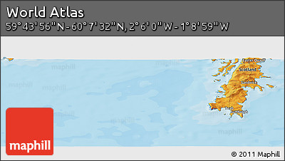 Political Panoramic Map of the Area around 59° 55' 44" N, 1° 37' 30" W