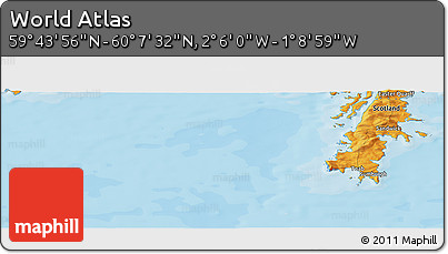 Political Panoramic Map of the Area around 59° 55' 44" N, 1° 37' 30" W
