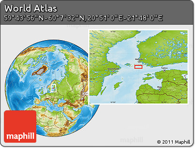 Physical Location Map of the Area around 59° 55' 44" N, 21° 19' 30" E
