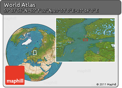 Satellite Location Map of the Area around 59° 55' 44" N, 21° 19' 30" E