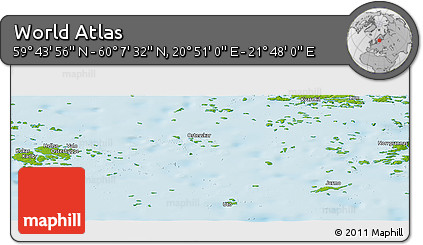 Physical Panoramic Map of the Area around 59° 55' 44" N, 21° 19' 30" E