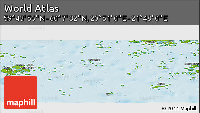 Physical Panoramic Map of the Area around 59° 55' 44" N, 21° 19' 30" E
