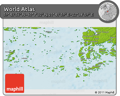 Physical 3D Map of the Area around 59° 55' 44" N, 22° 10' 29" E