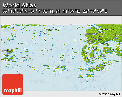 Physical 3D Map of the Area around 59° 55' 44" N, 22° 10' 29" E