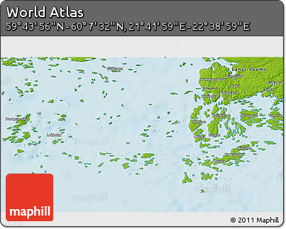 Physical 3D Map of the Area around 59° 55' 44" N, 22° 10' 29" E