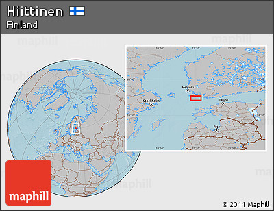 Gray Location Map of Hiittinen, hill shading