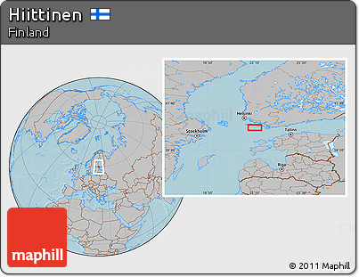 Gray Location Map of Hiittinen, hill shading