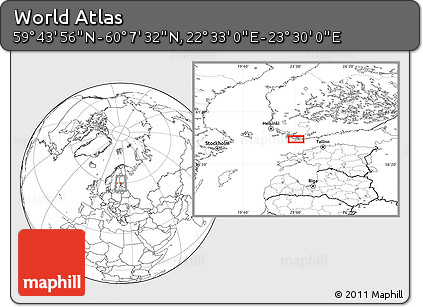 Blank Location Map of the Area around 59° 55' 44" N, 23° 1' 29" E