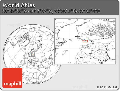 Blank Location Map of the Area around 59° 55' 44" N, 23° 1' 29" E
