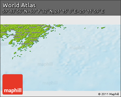 Physical 3D Map of the Area around 59° 55' 44" N, 24° 43' 30" E