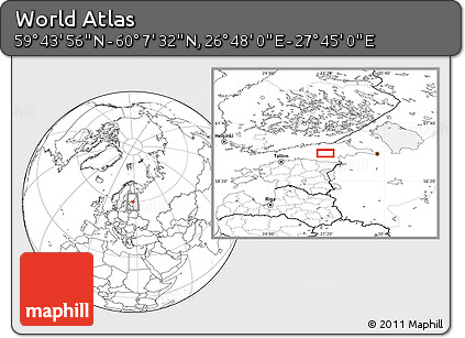 Blank Location Map of the Area around 59° 55' 44" N, 27° 16' 29" E