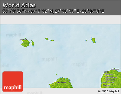 Physical 3D Map of the Area around 59° 55' 44" N, 28° 7' 30" E
