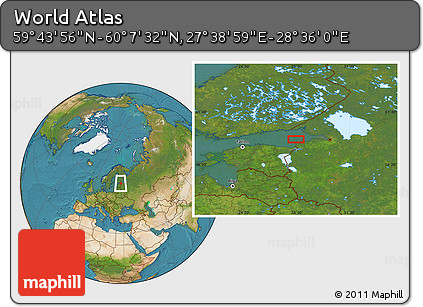 Satellite Location Map of the Area around 59° 55' 44" N, 28° 7' 30" E