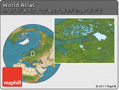 Satellite Location Map of the Area around 59° 55' 44" N, 28° 7' 30" E