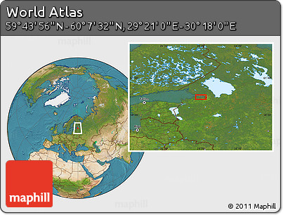 Satellite Location Map of the Area around 59° 55' 44" N, 29° 49' 30" E