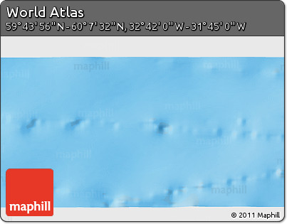 Physical 3D Map of the Area around 59° 55' 44" N, 32° 13' 30" W