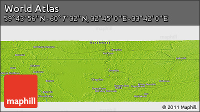 Physical Panoramic Map of the Area around 59° 55' 44" N, 33° 13' 30" E