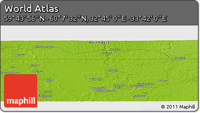 Physical Panoramic Map of the Area around 59° 55' 44" N, 33° 13' 30" E
