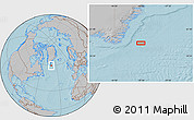Gray Location Map of the area around 59° 55' 44" N, 40° 43' 30" W, hill shading