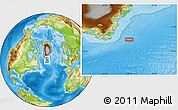 Physical Location Map of the area around 59° 55' 44" N, 40° 43' 30" W