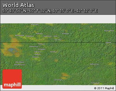 Satellite 3D Map of the Area around 59° 55' 44" N, 41° 43' 30" E