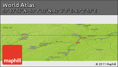 Physical Panoramic Map of the Area around 59° 55' 44" N, 42° 34' 30" E