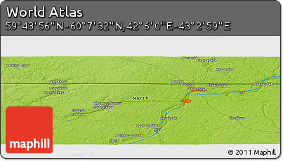 Physical Panoramic Map of the Area around 59° 55' 44" N, 42° 34' 30" E