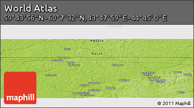Physical Panoramic Map of the Area around 59° 55' 44" N, 44° 16' 29" E
