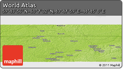 Physical Panoramic Map of the Area around 59° 55' 44" N, 44° 16' 29" E