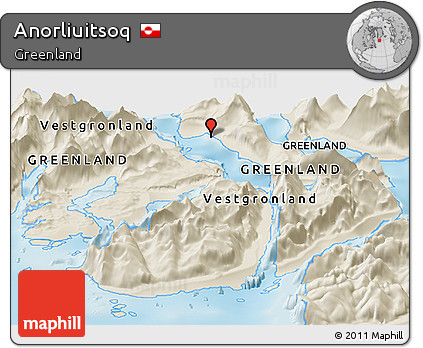 Shaded Relief Panoramic Map of Anorliuitsoq
