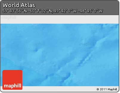 Political 3D Map of the Area around 59° 55' 44" N, 49° 13' 30" W