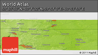 Physical Panoramic Map of the Area around 59° 55' 44" N, 60° 25' 29" E