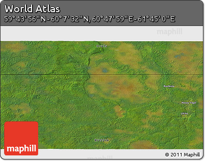 Satellite 3D Map of the Area around 59° 55' 44" N, 61° 16' 29" E