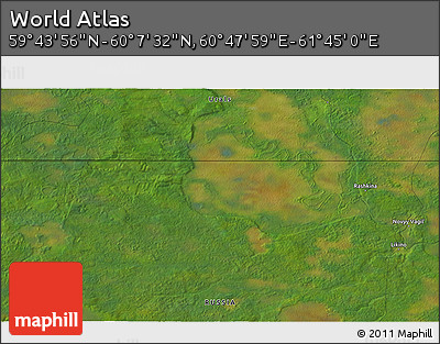Satellite 3D Map of the Area around 59° 55' 44" N, 61° 16' 29" E