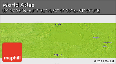 Physical Panoramic Map of the Area around 59° 55' 44" N, 61° 16' 29" E