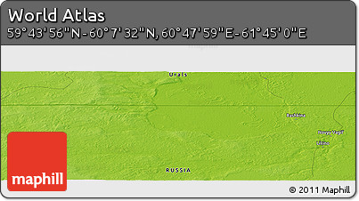 Physical Panoramic Map of the Area around 59° 55' 44" N, 61° 16' 29" E