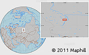Gray Location Map of the area around 59° 55' 44" N, 68° 55' 30" E, hill shading
