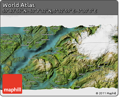 Satellite 3D Map of the Area around 59° 55' 44" N, 6° 1' 30" E